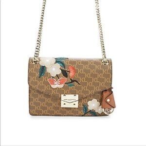 NWOT Karl Lagerfeld Paris Saffiano Leatherette Corrine Embroidered Bag